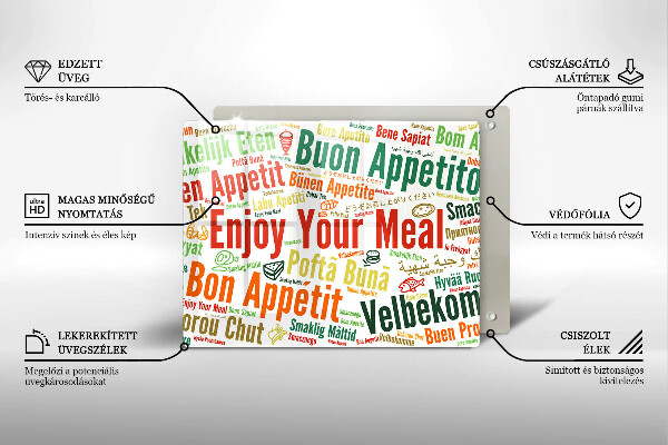 Sklenená doska na krájanie Titulky Jazyky dobrej chuti