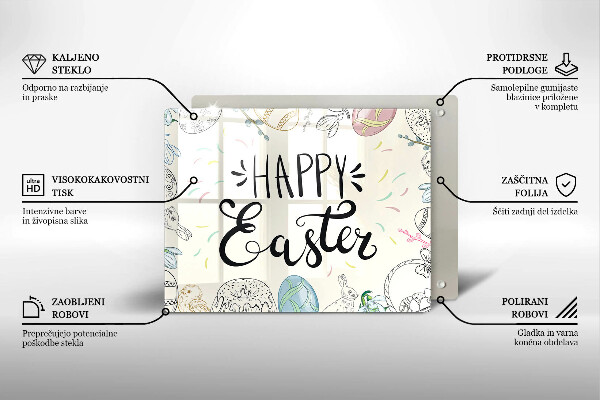Sklenená doska na krájanie Happy Easter