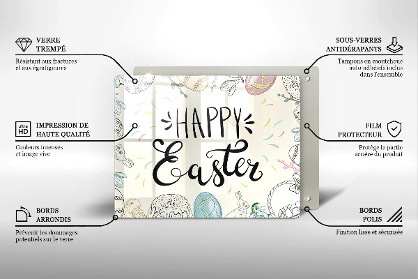 Sklenená doska na krájanie Happy Easter