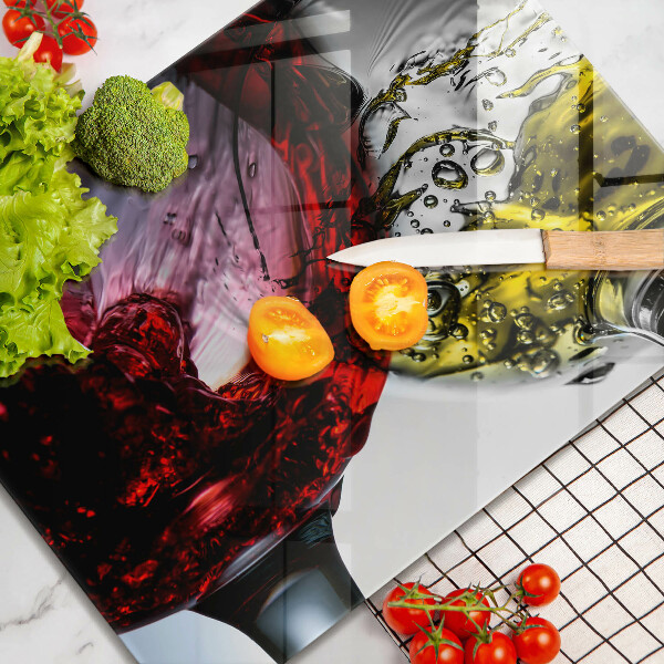 Sklenená doska na krájanie Poháre vína