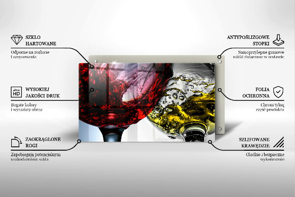 Sklenená doska na krájanie Poháre vína