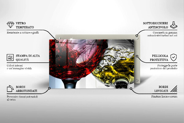 Sklenená doska na krájanie Poháre vína