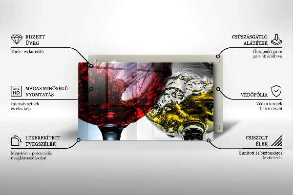 Sklenená doska na krájanie Poháre vína