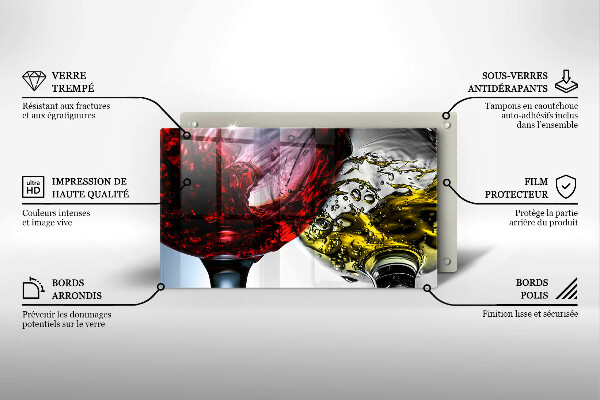 Sklenená doska na krájanie Poháre vína