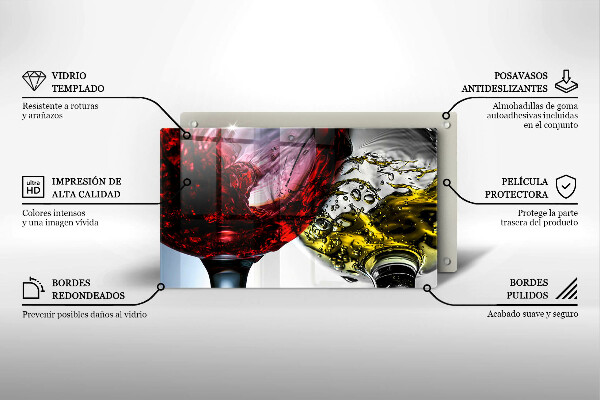 Sklenená doska na krájanie Poháre vína