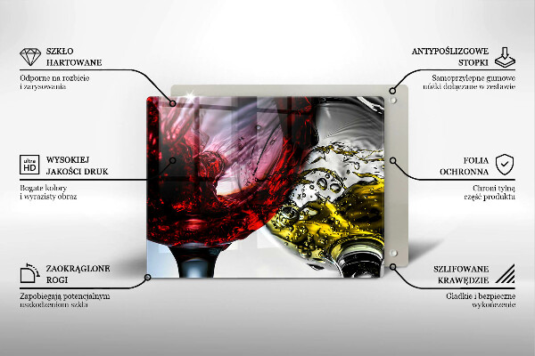 Sklenená doska na krájanie Poháre vína