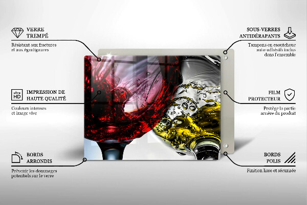 Sklenená doska na krájanie Poháre vína