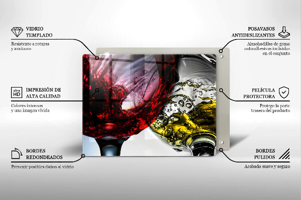 Sklenená doska na krájanie Poháre vína