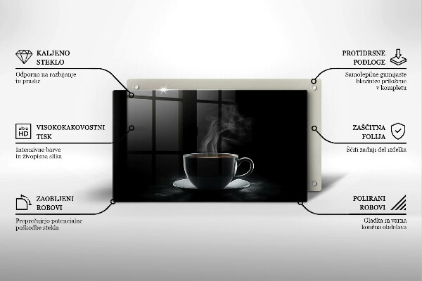 Sklenená doska na krájanie Horúca šálka kávy