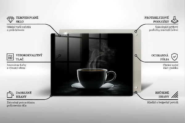 Sklenená doska na krájanie Horúca šálka kávy