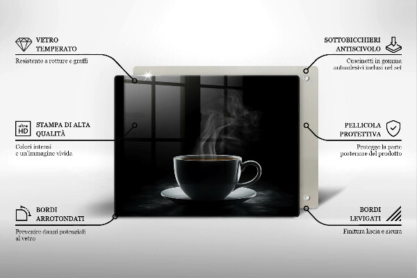 Sklenená doska na krájanie Horúca šálka kávy
