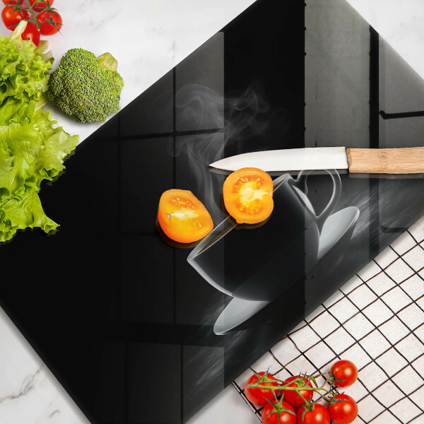 Sklenená doska na krájanie Horúca šálka kávy