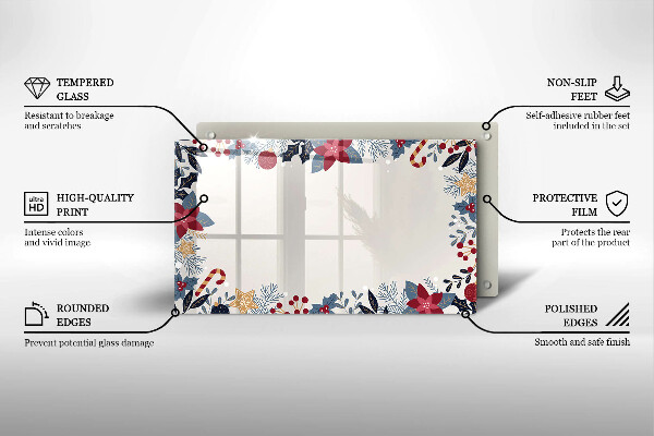 Sklenená doska na krájanie vianočné dekorácie