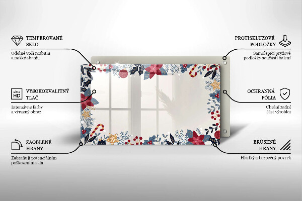 Sklenená doska na krájanie vianočné dekorácie