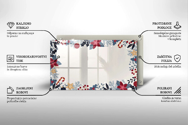 Sklenená doska na krájanie vianočné dekorácie