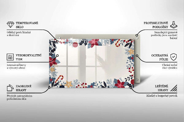 Sklenená doska na krájanie vianočné dekorácie