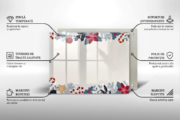 Sklenená doska na krájanie vianočné dekorácie