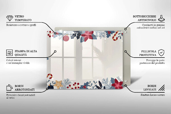 Sklenená doska na krájanie vianočné dekorácie