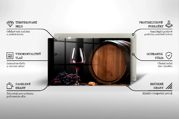 Sklenená doska na krájanie Sudový pohár na víno