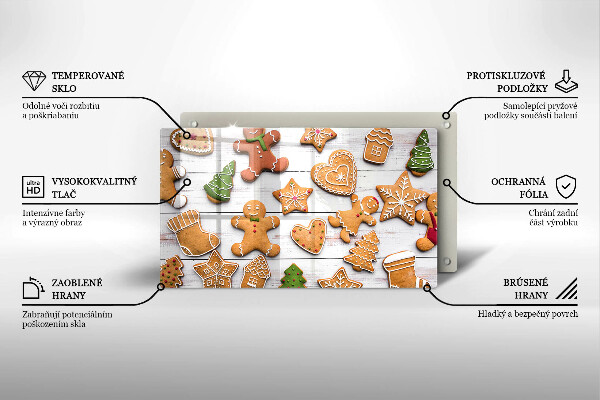 Sklenená doska na krájanie Vianočné perníčky