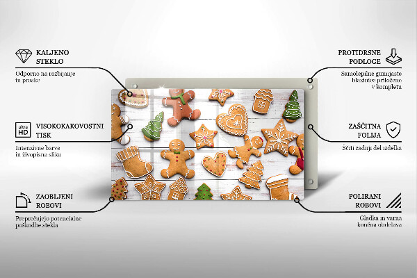 Sklenená doska na krájanie Vianočné perníčky