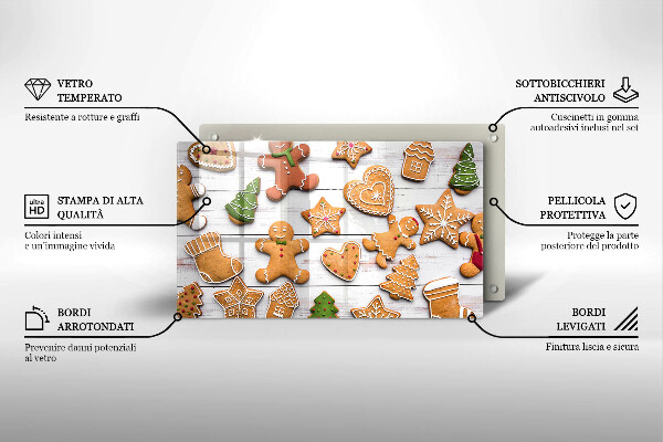 Sklenená doska na krájanie Vianočné perníčky