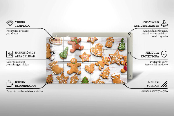 Sklenená doska na krájanie Vianočné perníčky