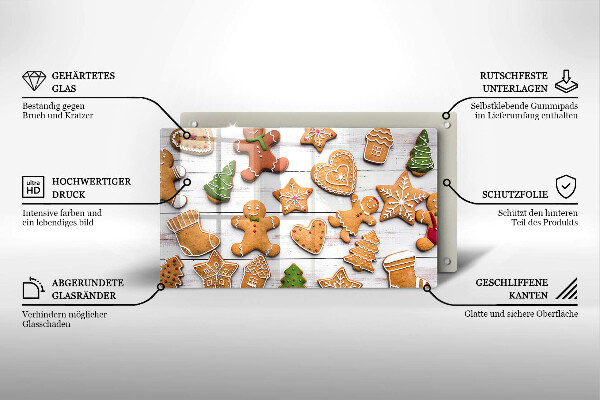 Sklenená doska na krájanie Vianočné perníčky