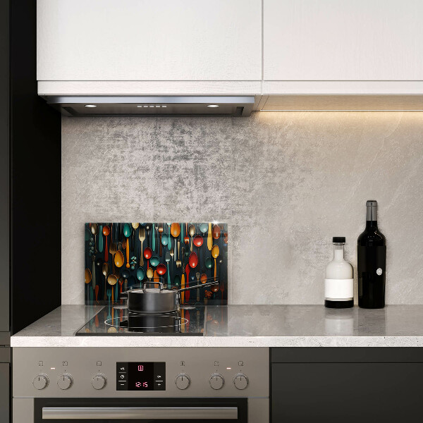 Sklenená doska na krájanie Farebné lyžice a vidličky