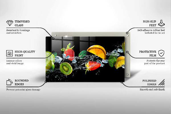 Sklenená doska na krájanie Ovocie vo vode