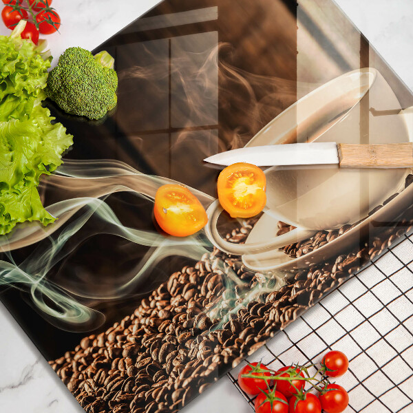 Sklenená doska na krájanie Šálka a kávové zrná