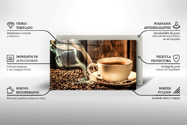 Sklenená doska na krájanie Šálka a kávové zrná