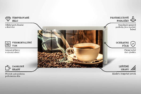 Sklenená doska na krájanie Šálka a kávové zrná