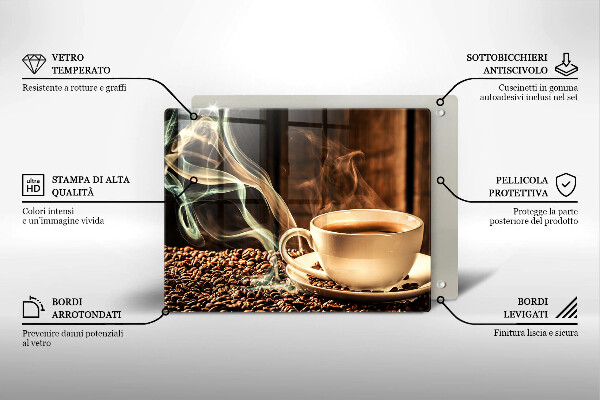 Sklenená doska na krájanie Šálka a kávové zrná