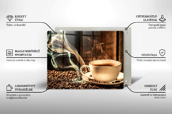 Sklenená doska na krájanie Šálka a kávové zrná