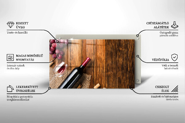 Sklenená doska na krájanie Fľaša červeného vína