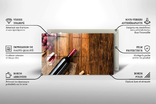 Sklenená doska na krájanie Fľaša červeného vína