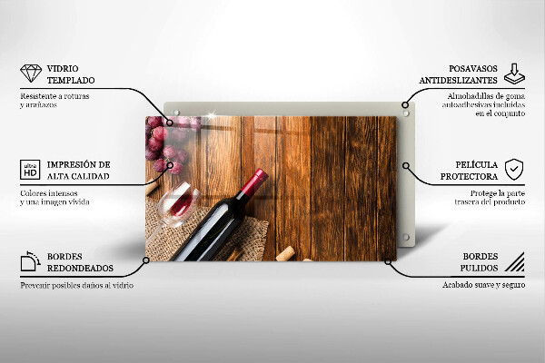 Sklenená doska na krájanie Fľaša červeného vína