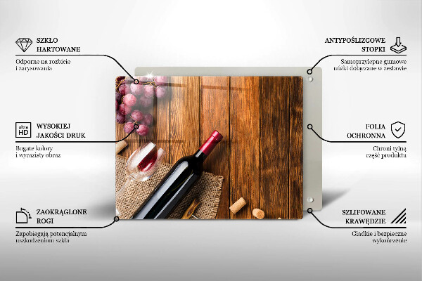 Sklenená doska na krájanie Fľaša červeného vína