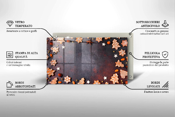 Sklenená doska na krájanie Perníkové Vianoce