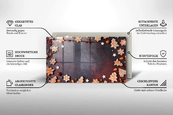 Sklenená doska na krájanie Perníkové Vianoce