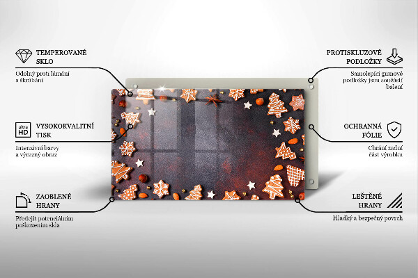 Sklenená doska na krájanie Perníkové Vianoce