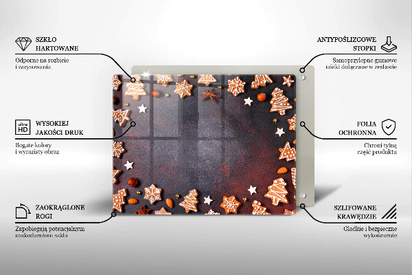 Sklenená doska na krájanie Perníkové Vianoce