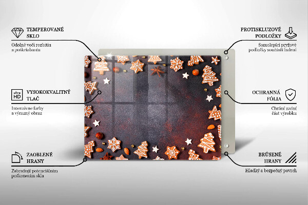 Sklenená doska na krájanie Perníkové Vianoce