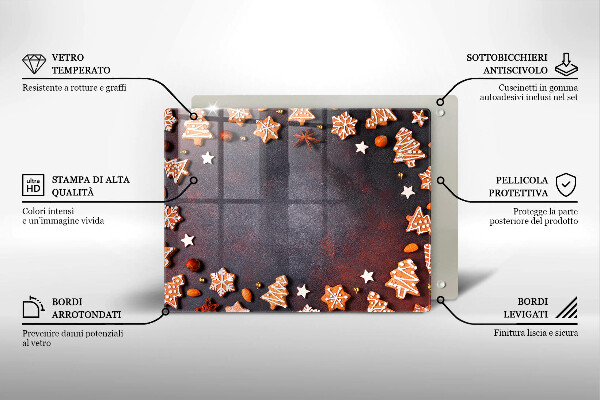 Sklenená doska na krájanie Perníkové Vianoce