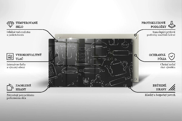 Sklenená doska na krájanie Kreslené kuchynské doplnky