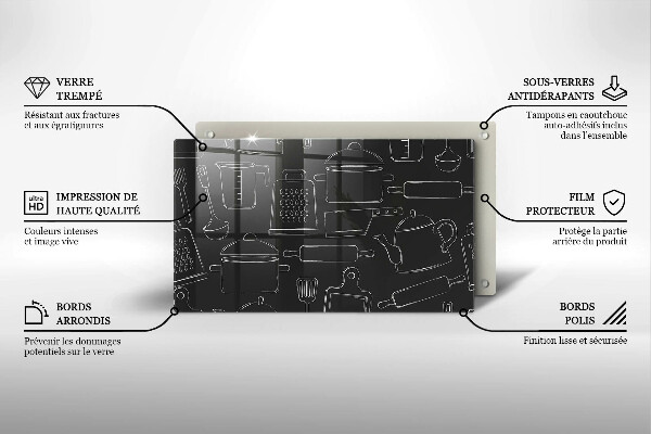 Sklenená doska na krájanie Kreslené kuchynské doplnky