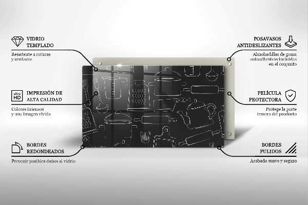 Sklenená doska na krájanie Kreslené kuchynské doplnky