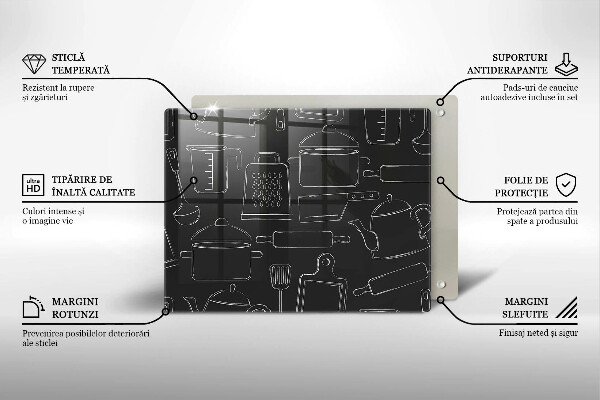 Sklenená doska na krájanie Kreslené kuchynské doplnky