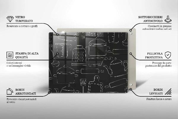 Sklenená doska na krájanie Kreslené kuchynské doplnky